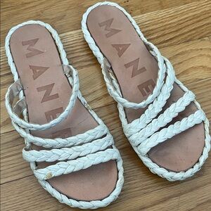 MANEBI Women's White Braided Sandals